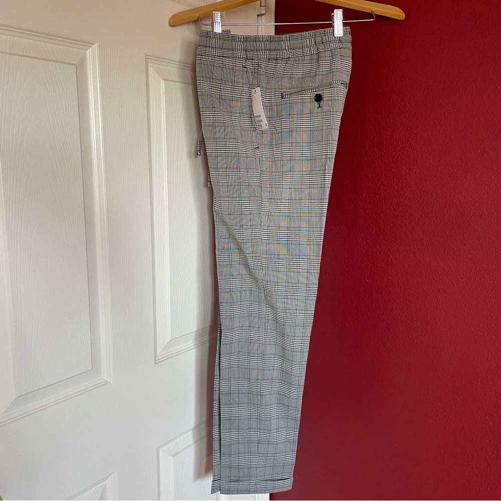 H&M Gray Plaid Cuffed Dress Pants Slim Fit